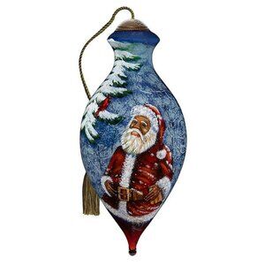 NEW- Ne'Qwa Art Merry Winter Wishes (7239913) Black Santa Ornament 2023